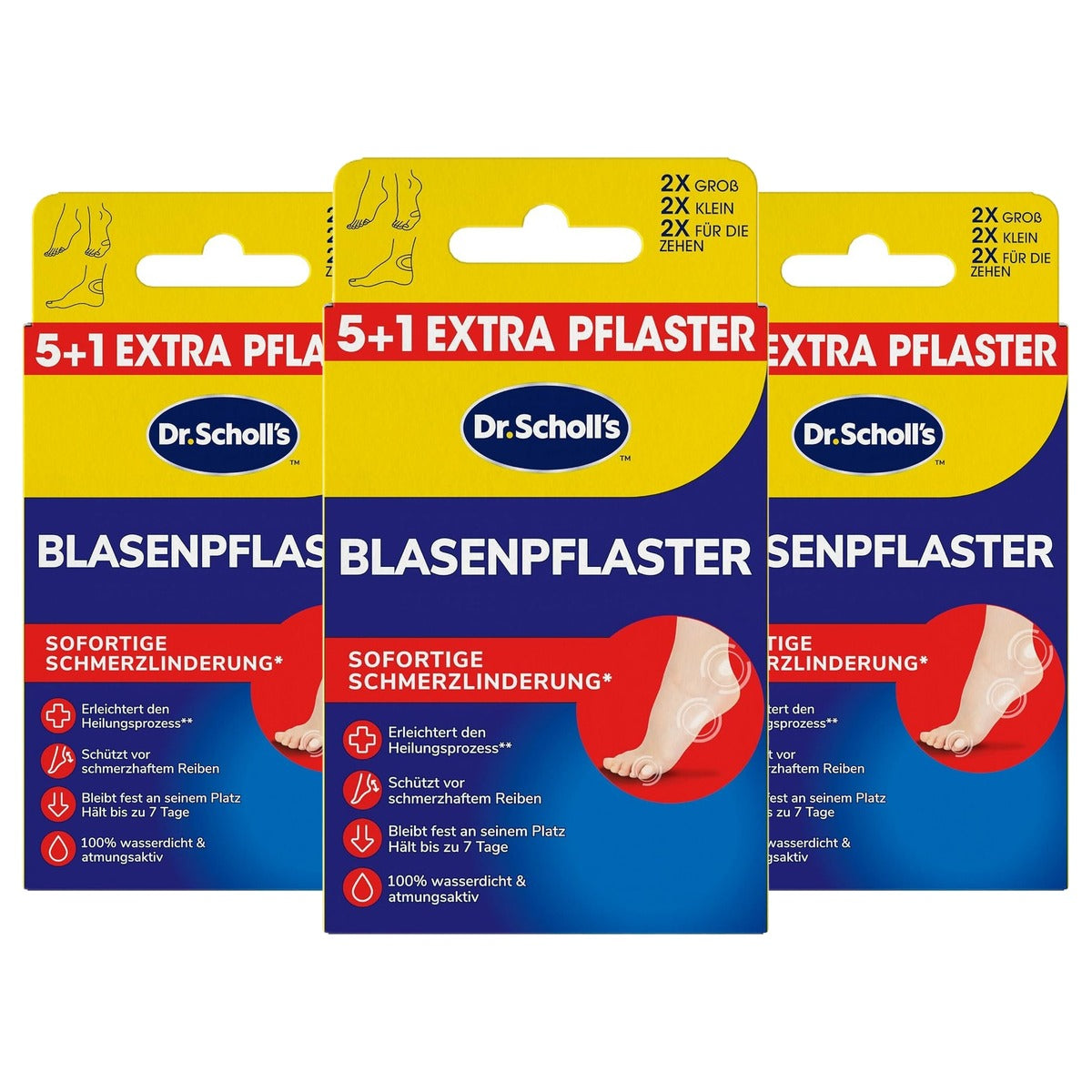 Dr. Scholl's Blaarpleisters – 2 grote, 2 kleine en 2 teenpleisters - 3-pack