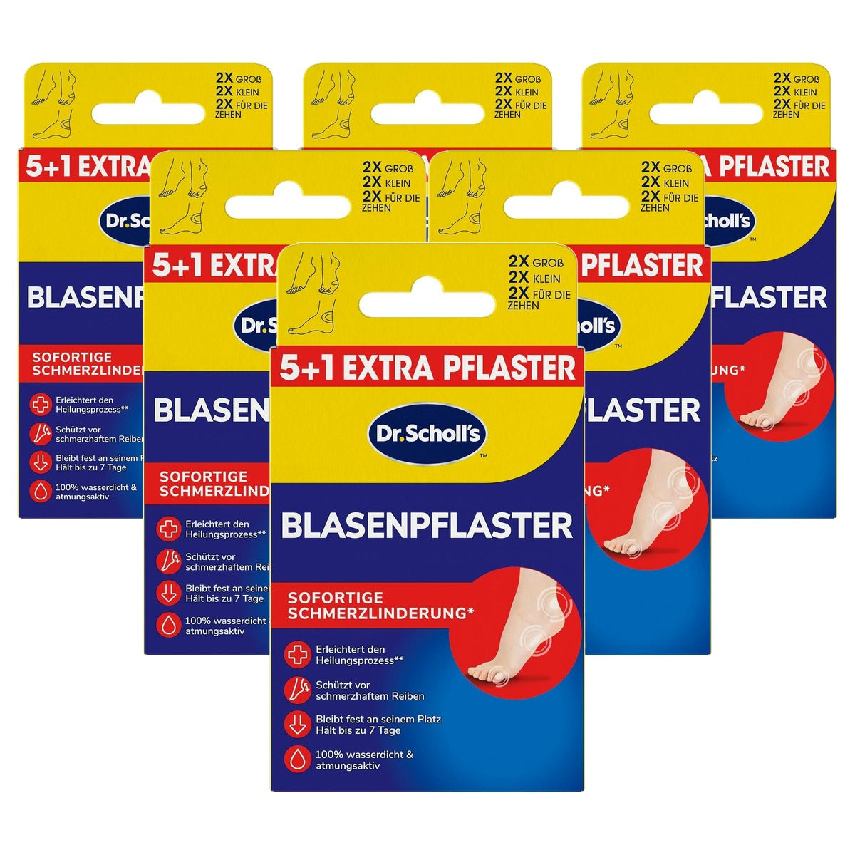 Dr. Scholl's Blaaspleisters – 2 grote, 2 kleine en 2 teenpleisters - 6-pack
