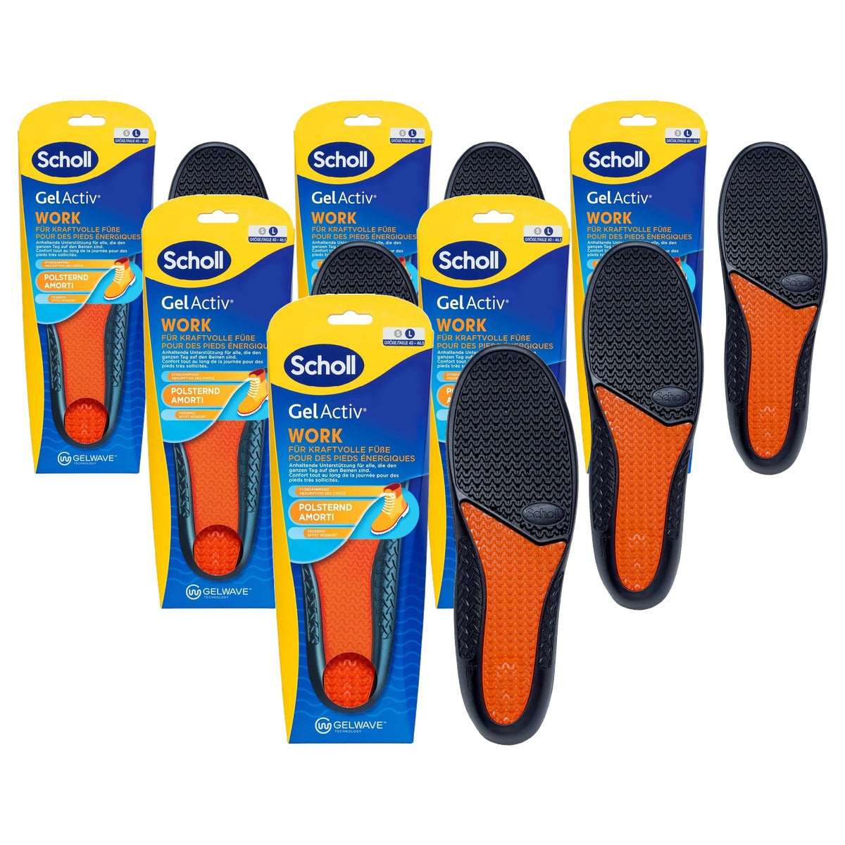 Dr. Scholl's GelActiv Work Inlegzolen mannen maat 40,5-46 - 6-pack