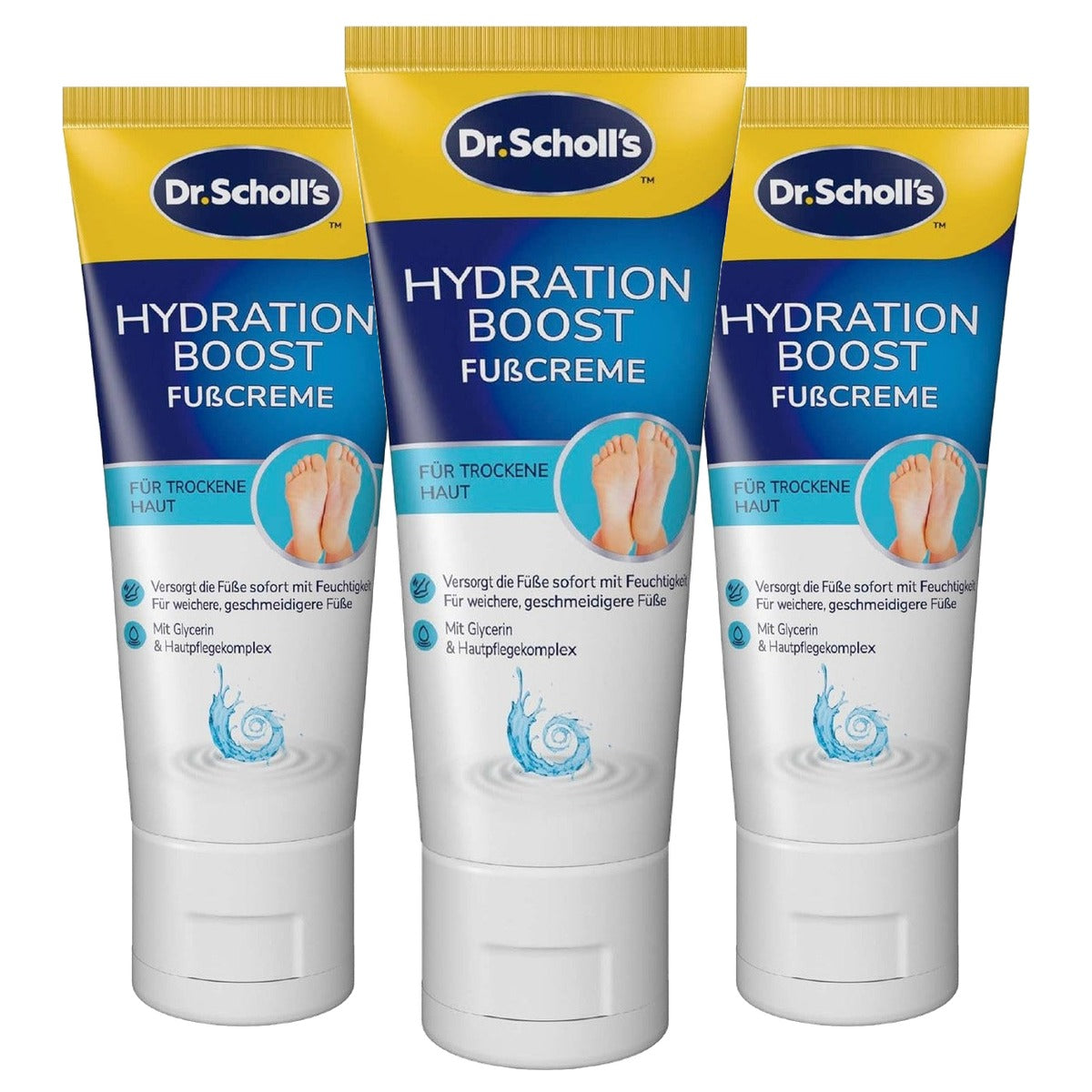 Dr. Scholl's Hydration Boost Voetcrème 3 x 75 ml - Voordeelverpakking