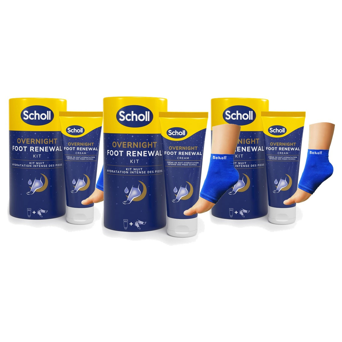 Dr. Scholl's Overnight voetverzorgingsset 60 ml + 1 paar - 3-pack