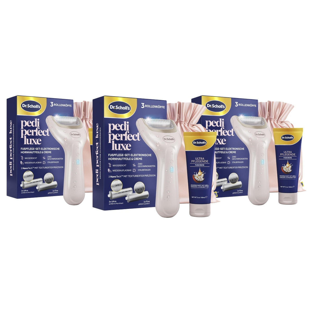 Dr. Scholl's Pedi Perfect Luxe eeltverwijderaar met 60 ml crème 3 x 60 ml - Voordeelverpakking