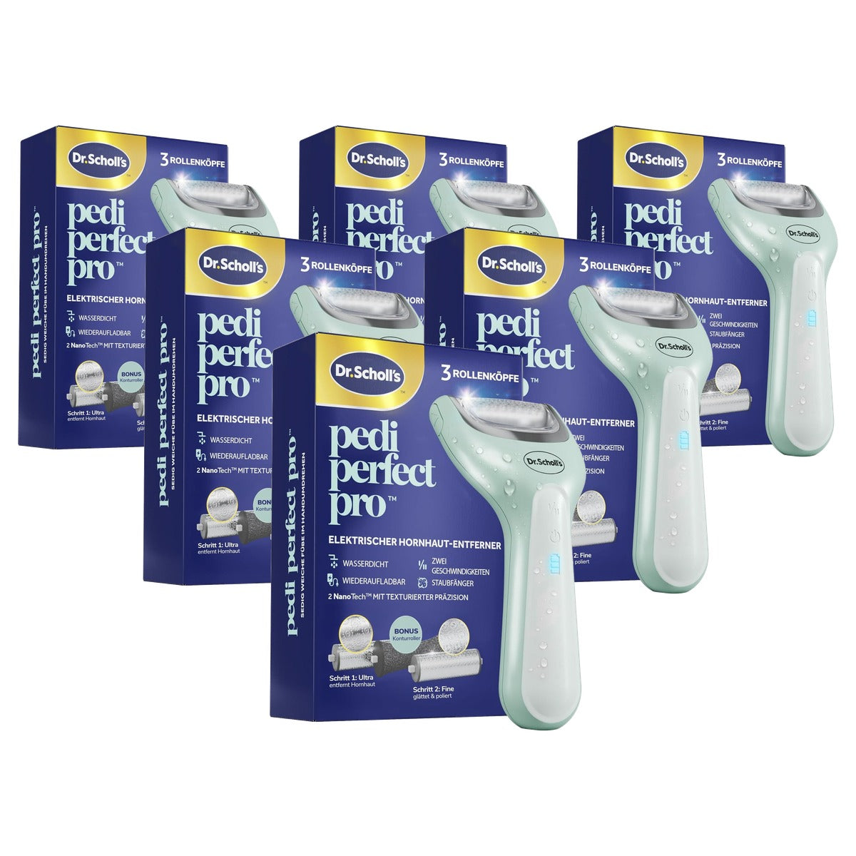 Dr. Scholl's Pedi Perfect Pro elektrische eeltverwijderaar 3 rolkoppen - 6-pack