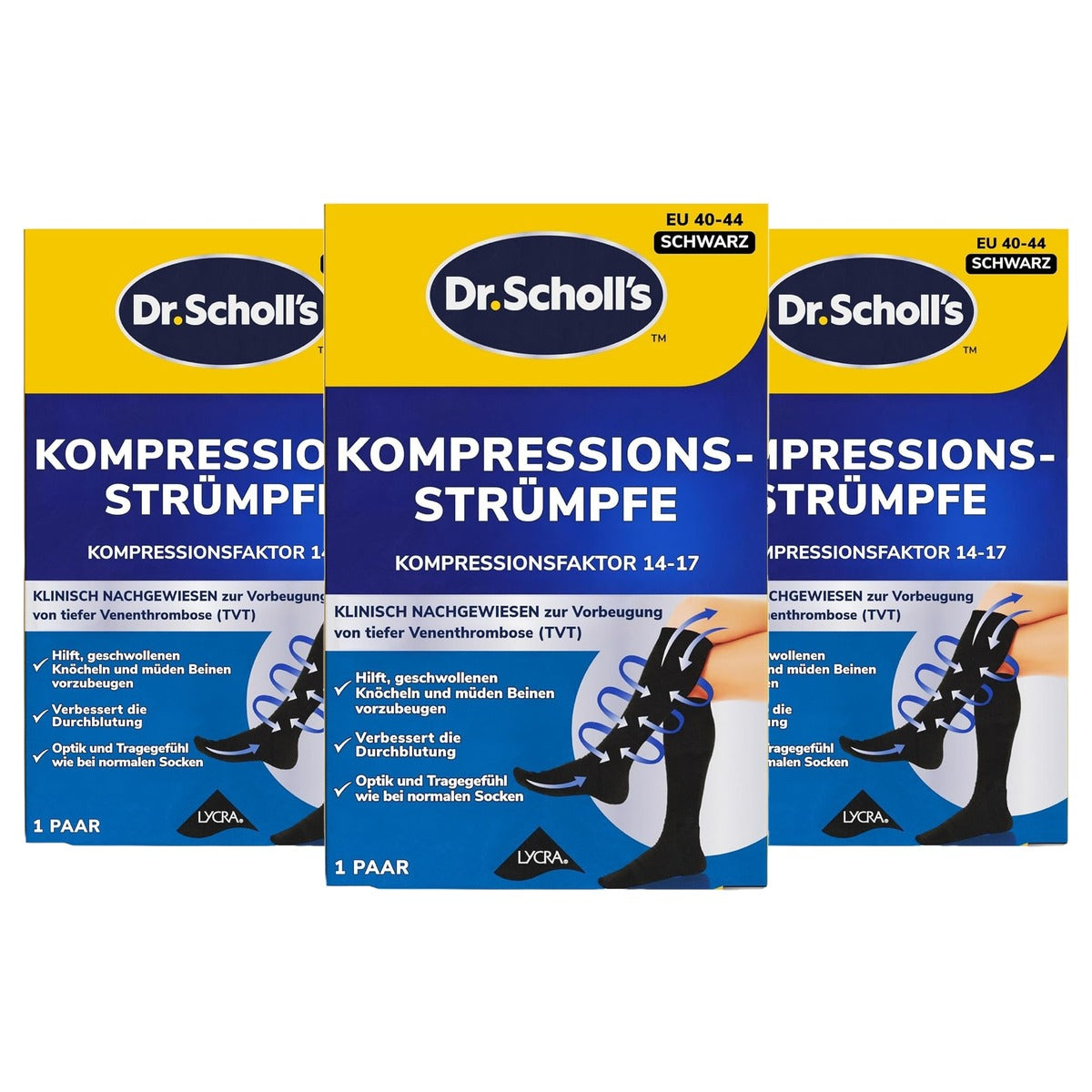 Dr. Scholl's Reissokken zwart 40-44 1 paar - 3-pack