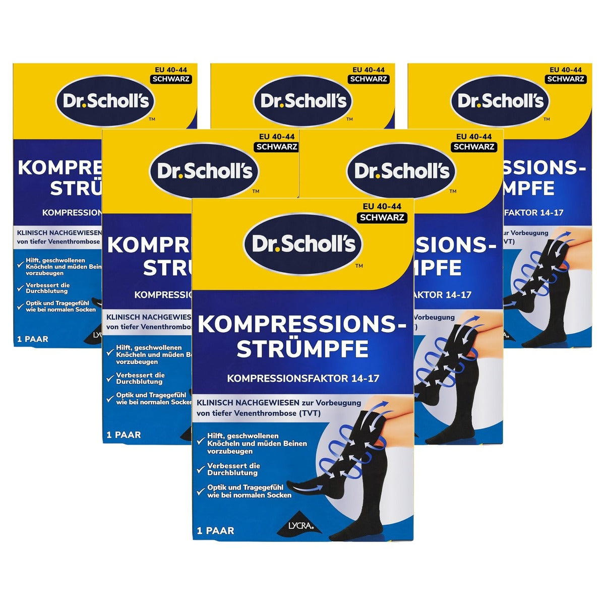 Dr. Scholl's Reissokken zwart 40-44 1 paar - 6-pack