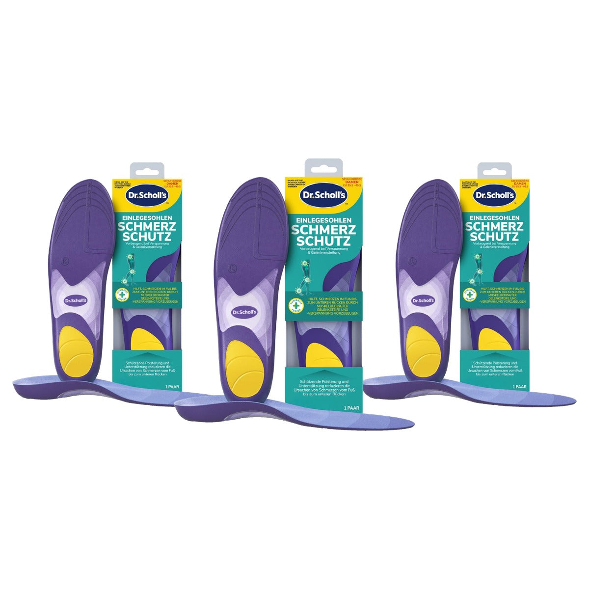 Dr. Scholl's Tri-Protect inlegzolen dames maat 35,5-40,5 1 paar - 3-pack