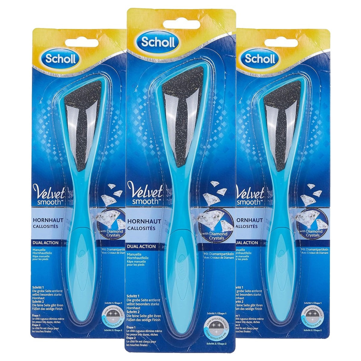 Dr. Scholl's Velvet Smooth Eeltvijl met diamantdeeltjes - 3-pack