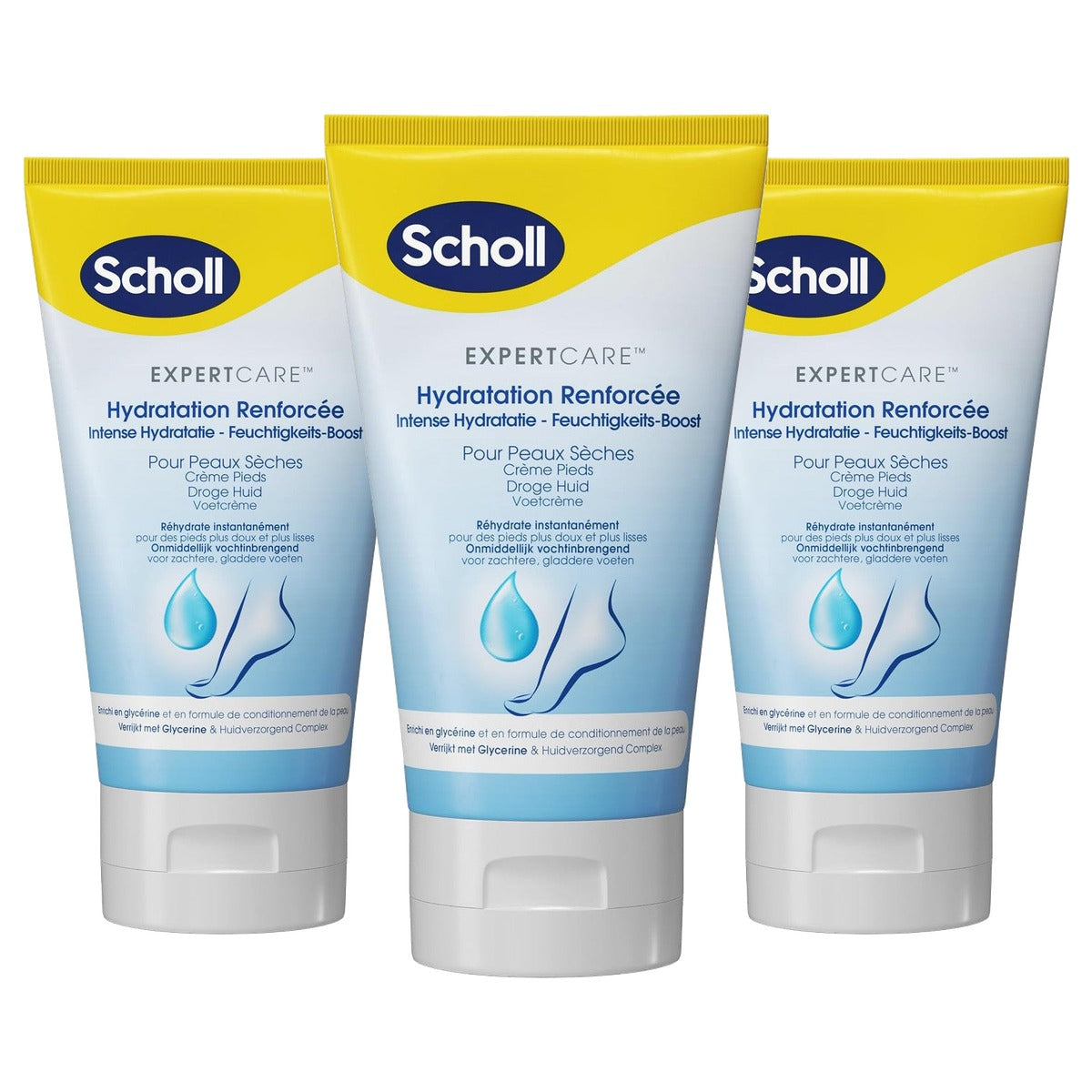 Dr. Scholl's Vochtinbrengende crème voor grote voeten 3 x 170 g - Voordeelverpakking