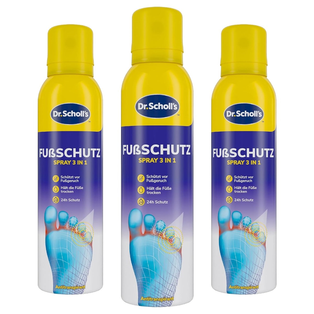 Dr. Scholl's Voetbeschermingsspray 2-in-1 3 x 150 ml - Voordeelverpakking