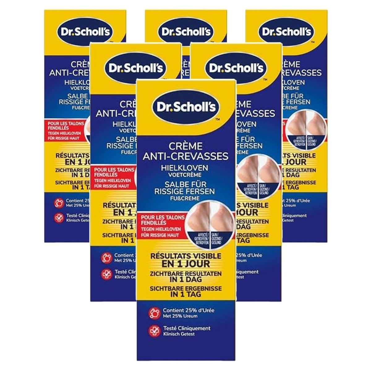 Dr. Scholl's Voetcrème tegen spleten 24h 6 x 60 ml - Voordeelverpakking