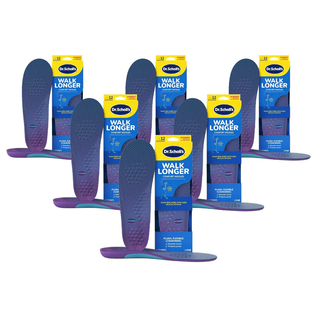 Dr. Scholl's Walk Longer inlegzolen voor dames - 6-pack