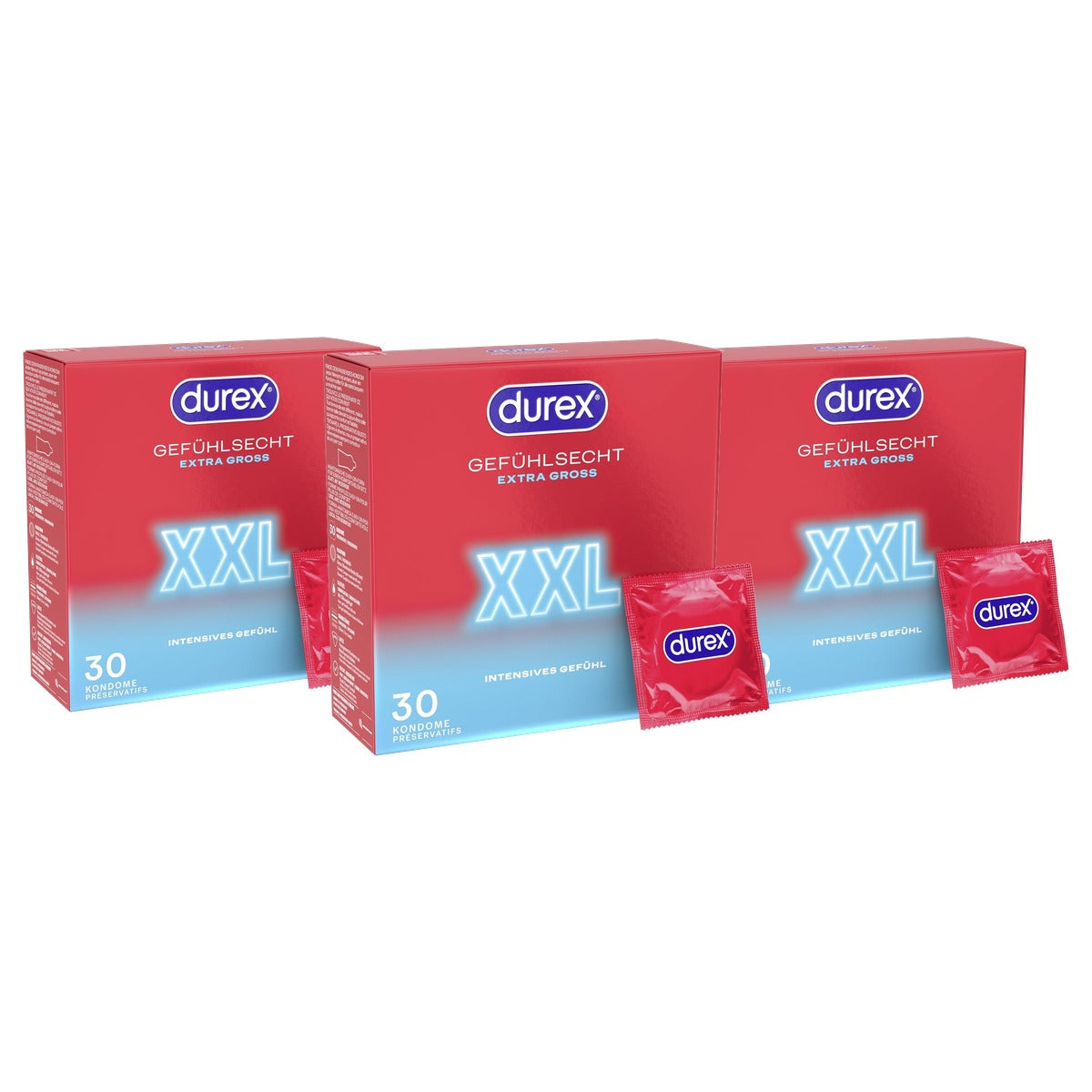 Durex Feel Real XXL condooms 3 x 30 stuks - Voordeelverpakking