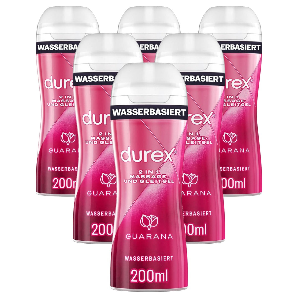 Durex Guarana 2-in-1 Massage- en Glijgel 6 x 200 ml - Voordeelverpakking
