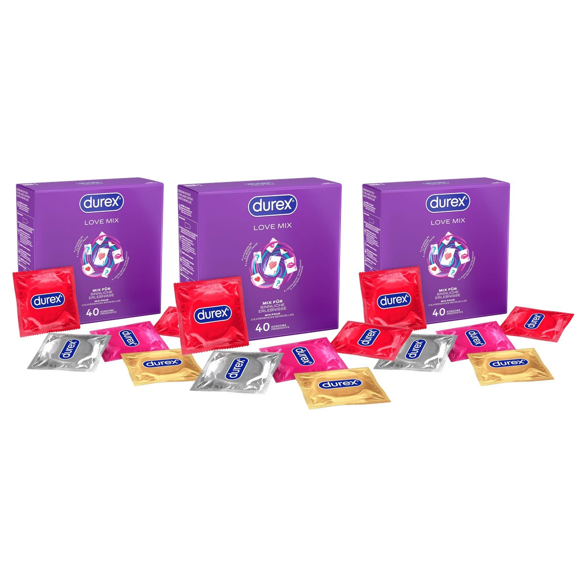 Durex Love Mix condooms, 56 mm 3 x 40 stuks - Voordeelverpakking