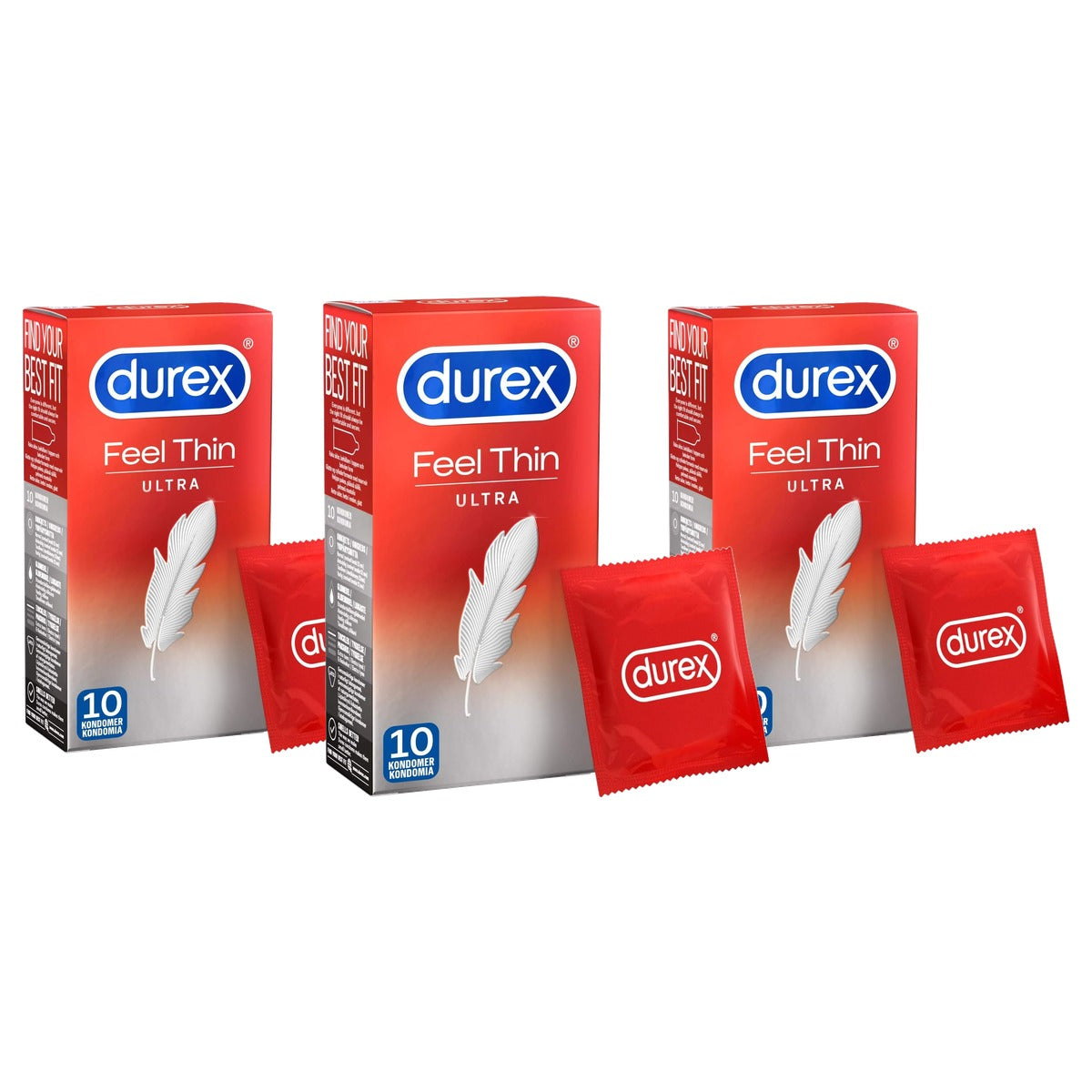 Durex Transparant Love Sex Feel Ultradun latex condoom 3 x 10 stuks - Voordeelverpakking