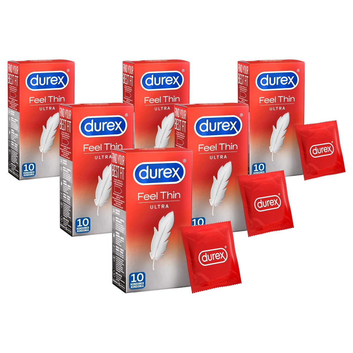 Durex Transparant Love Sex Feel Ultradun latex condoom 6 x 10 stuks - Voordeelverpakking