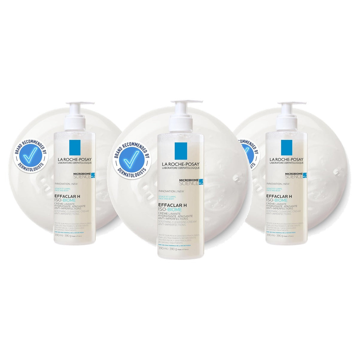 La Roche-Posay Effaclar H Iso-Biome Reinigingscrème Droge Huid 390 ml - 3-pack