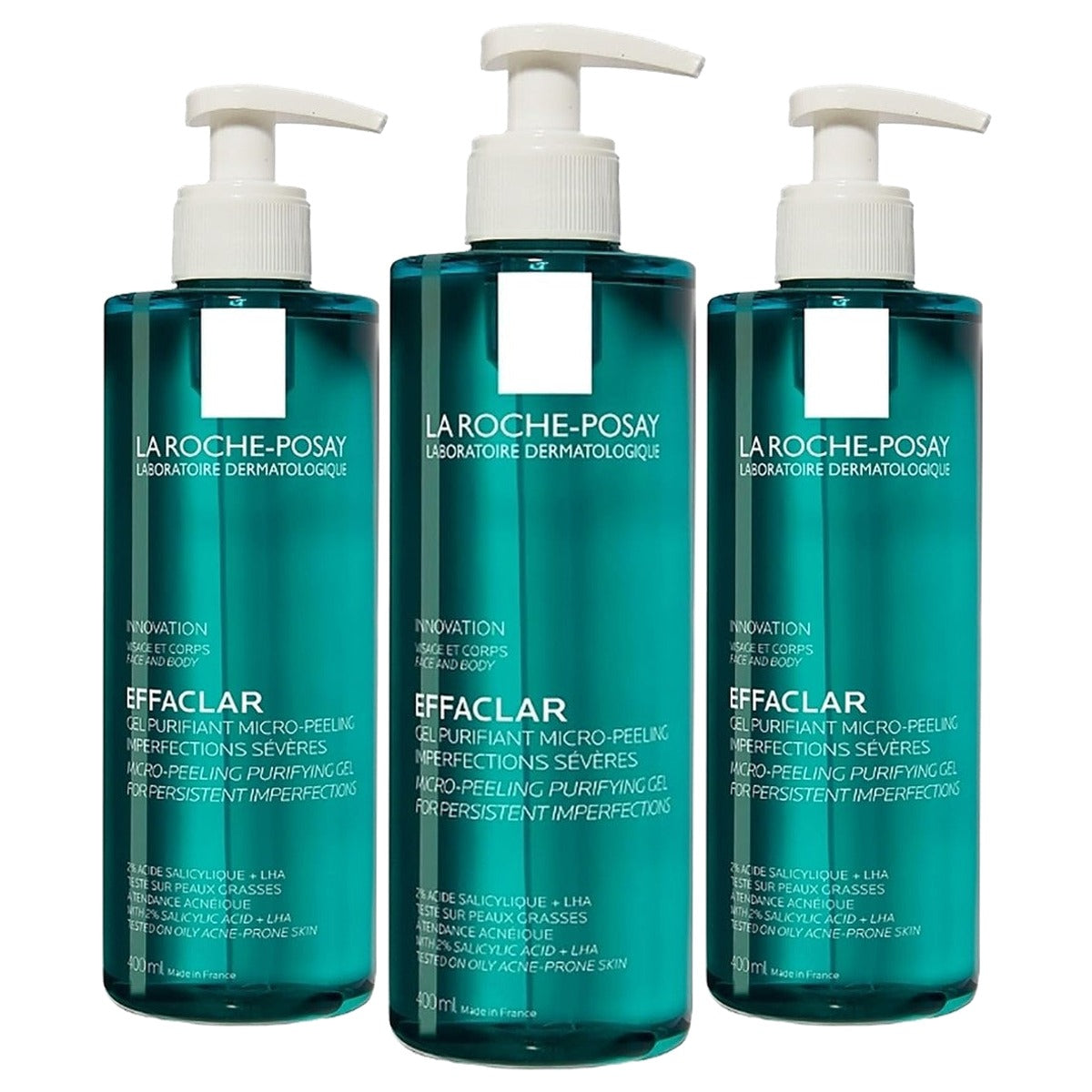 La Roche-Posay Effaclar Micropeeling Reinigingsgel 400 ml - 3-pack
