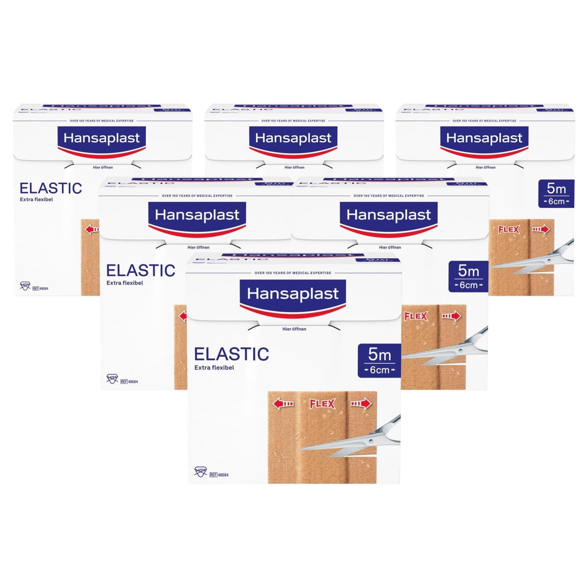 Elastoplast Hansaplast Elastische pleister 5 m x 6 cm - 6-pack