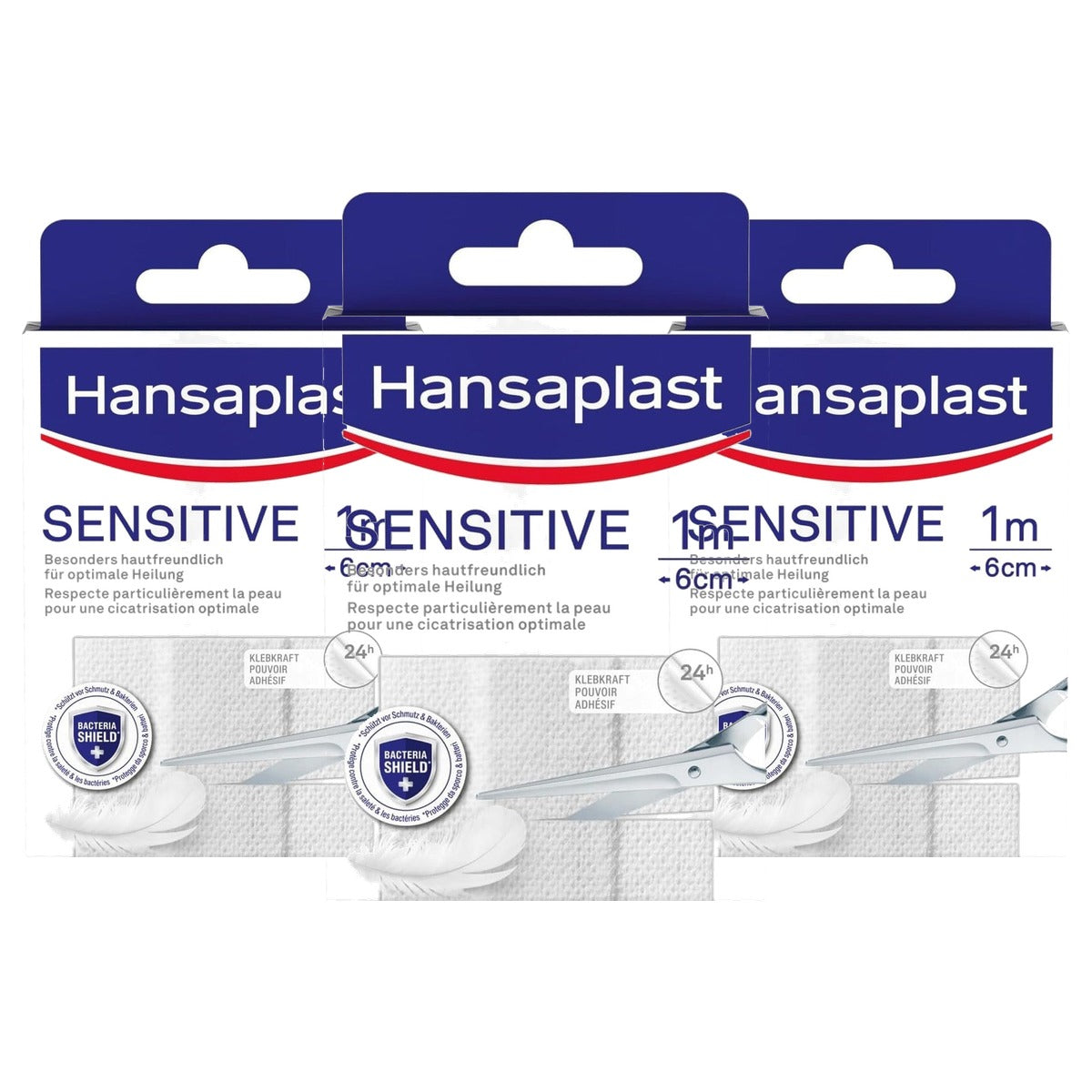 Hansaplast Gevoelige pleister 1 m x 6 cm - 3-pack
