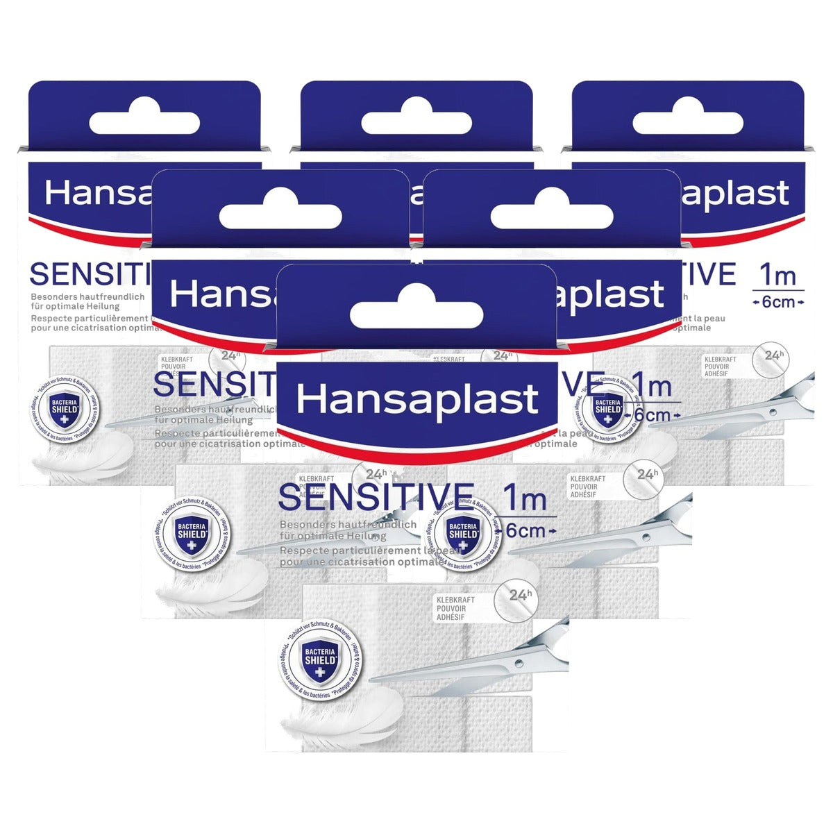 Hansaplast Gevoelige pleister 1 m x 6 cm - 6-pack