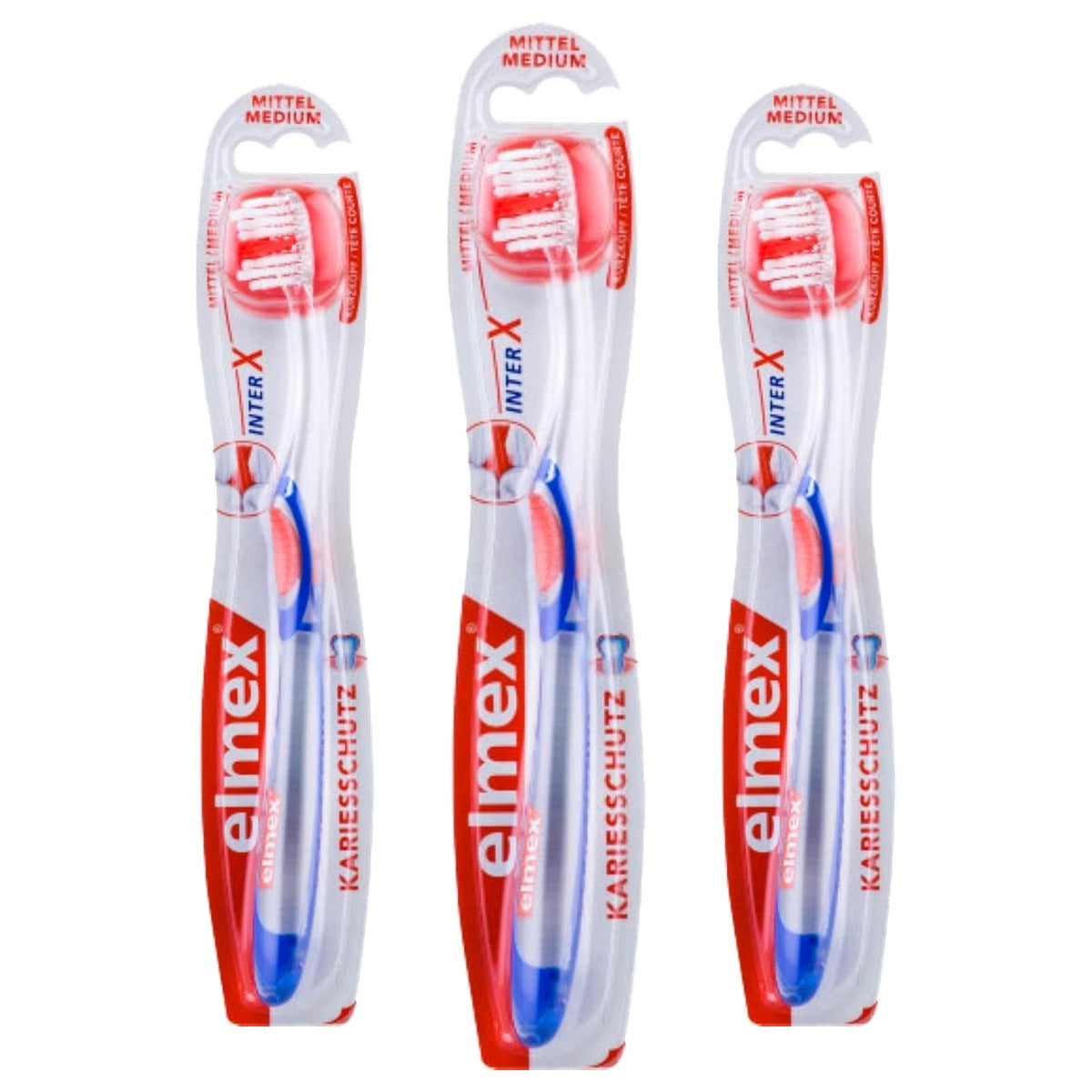 ELMEX Cariësbescherming InterX medium tandenborstel 3 x 1 stuk - Voordeelverpakking