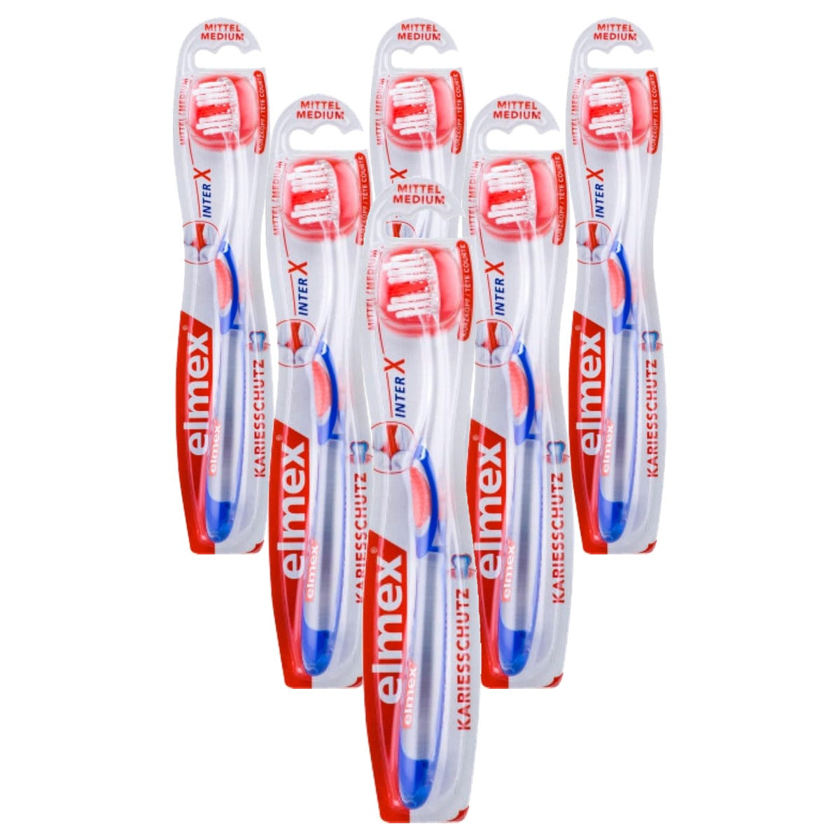ELMEX Cariësbescherming InterX medium tandenborstel 6 x 1 stuk - Voordeelverpakking
