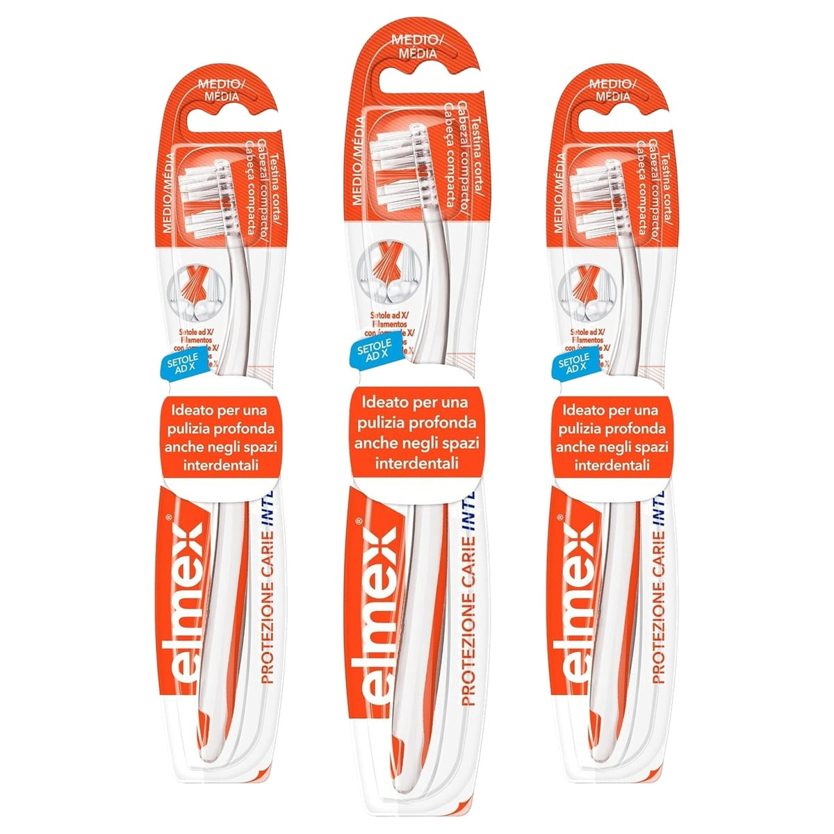 ELMEX Protection Carie InterX Dieptereiniging medium Oranje - 3-pack