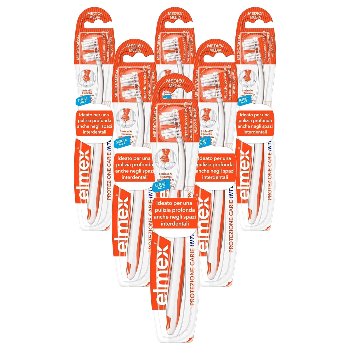 ELMEX Protection Carie InterX Dieptereiniging medium Oranje - 6-pack