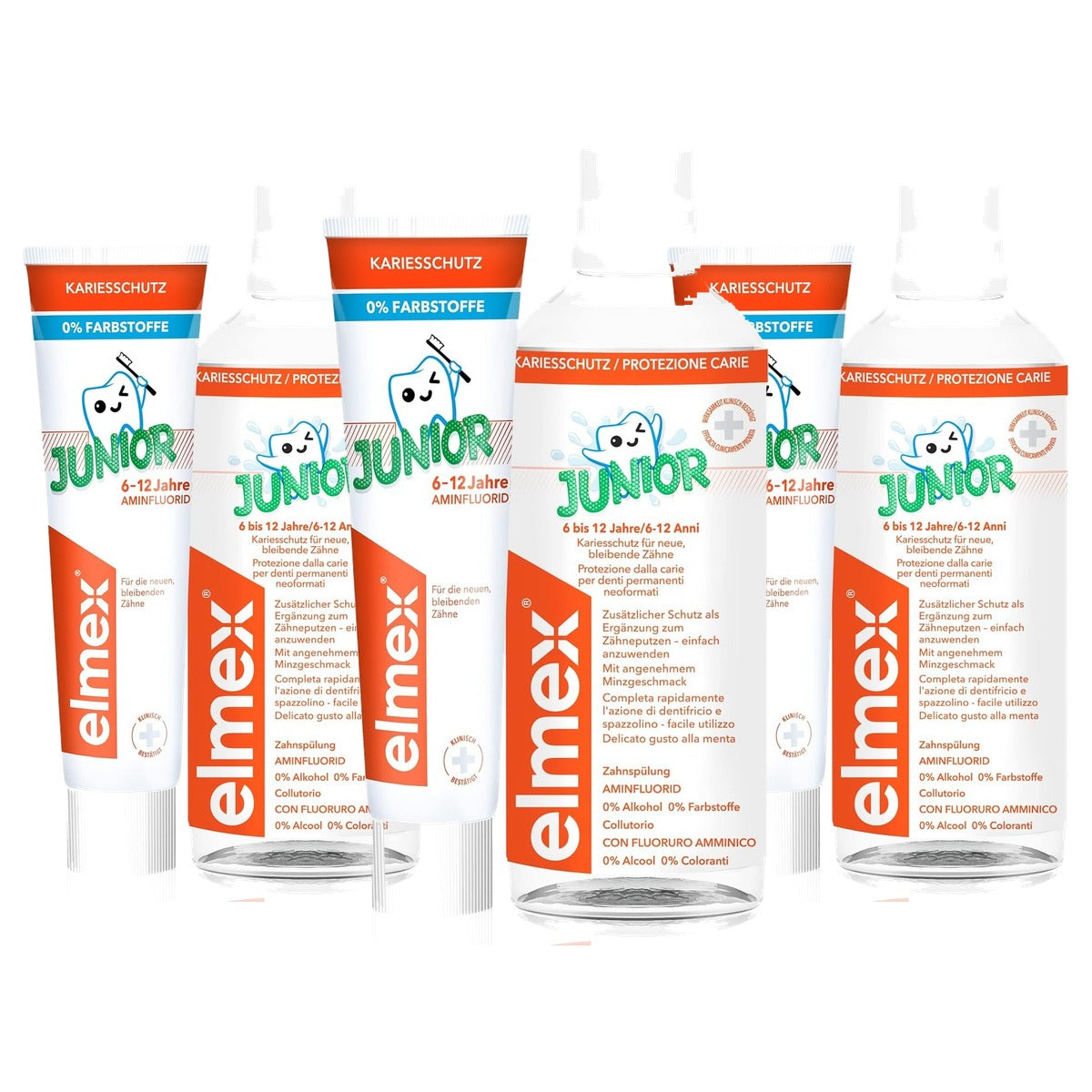 ELMEX Junior set tandpasta & mondspoeling 400 ml 3 x 75 ml - Voordeelverpakking