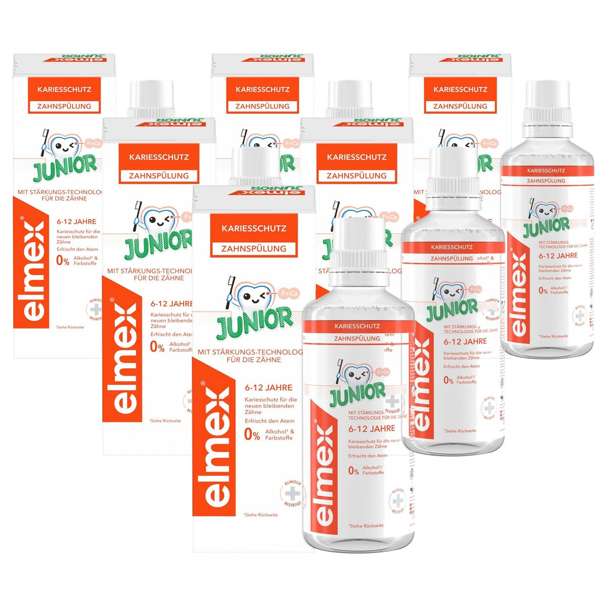 ELMEX Junior tandspoeling 6-12 jaar 6 x 400 ml - Voordeelverpakking