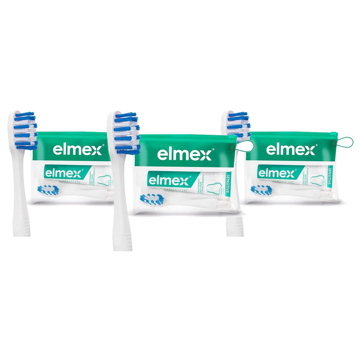 ELMEX Sensitive reisset tandpasta & tandenborstel 3 x 12 ml - Voordeelverpakking