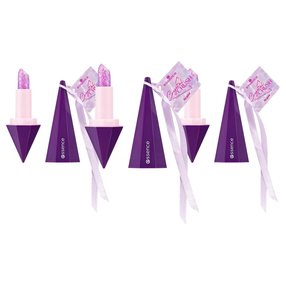 essence Crystal Lip Glow lippenstift 01 roze 3,2 g - 3-pack