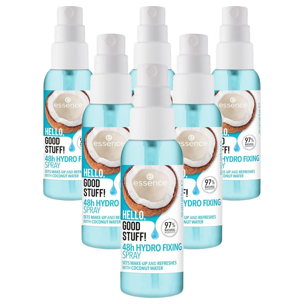 essence Hello, Good Stuff 48h hydro fixing spray transparant 50 ml - 6-pack