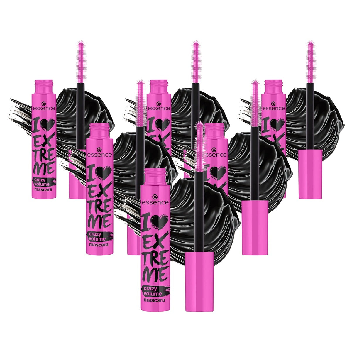 essence I Love Extreme Crazy Volume mascara zwart 12 ml - 6-pack