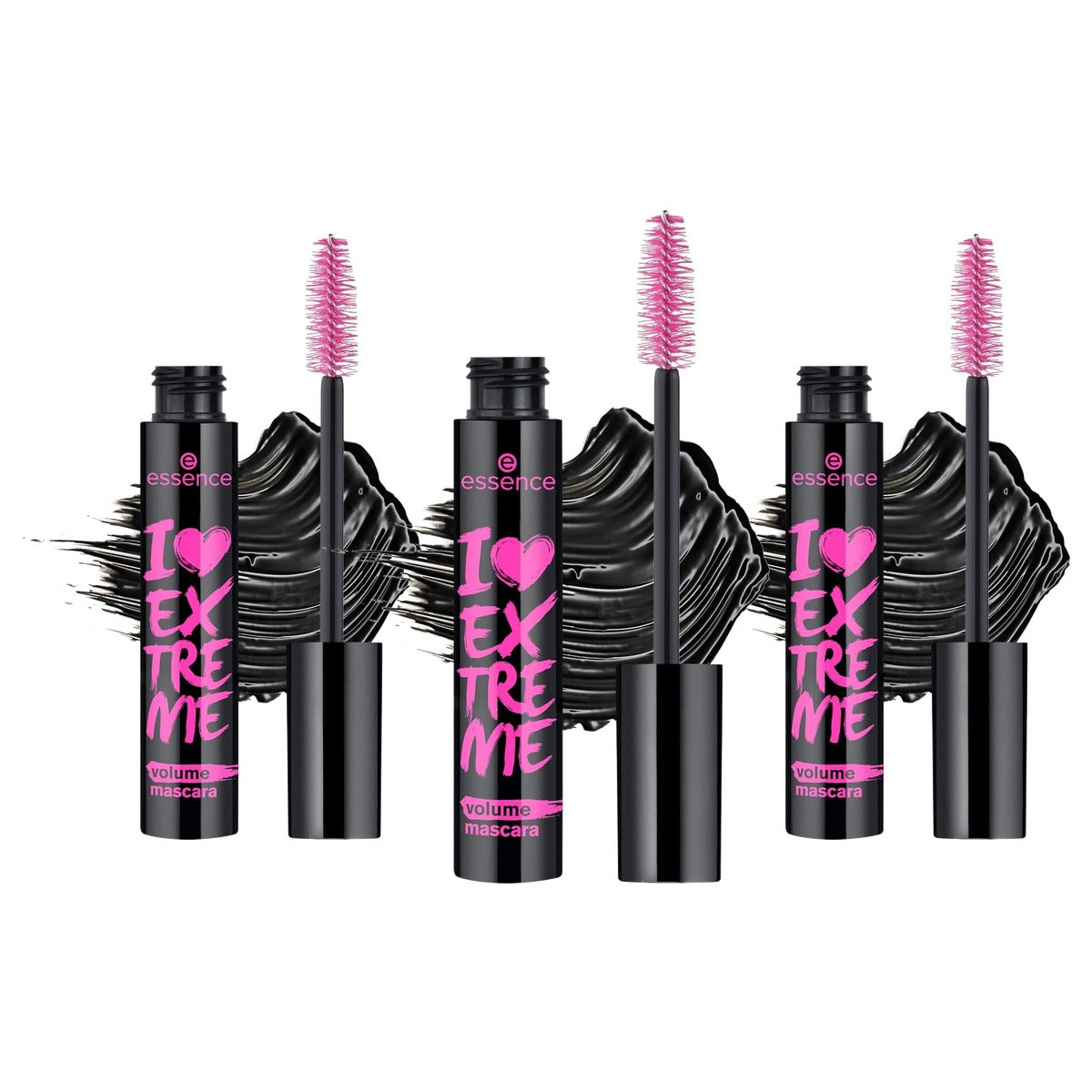 essence I Love Extreme volume mascara 01 zwart 12 ml - 3-pack