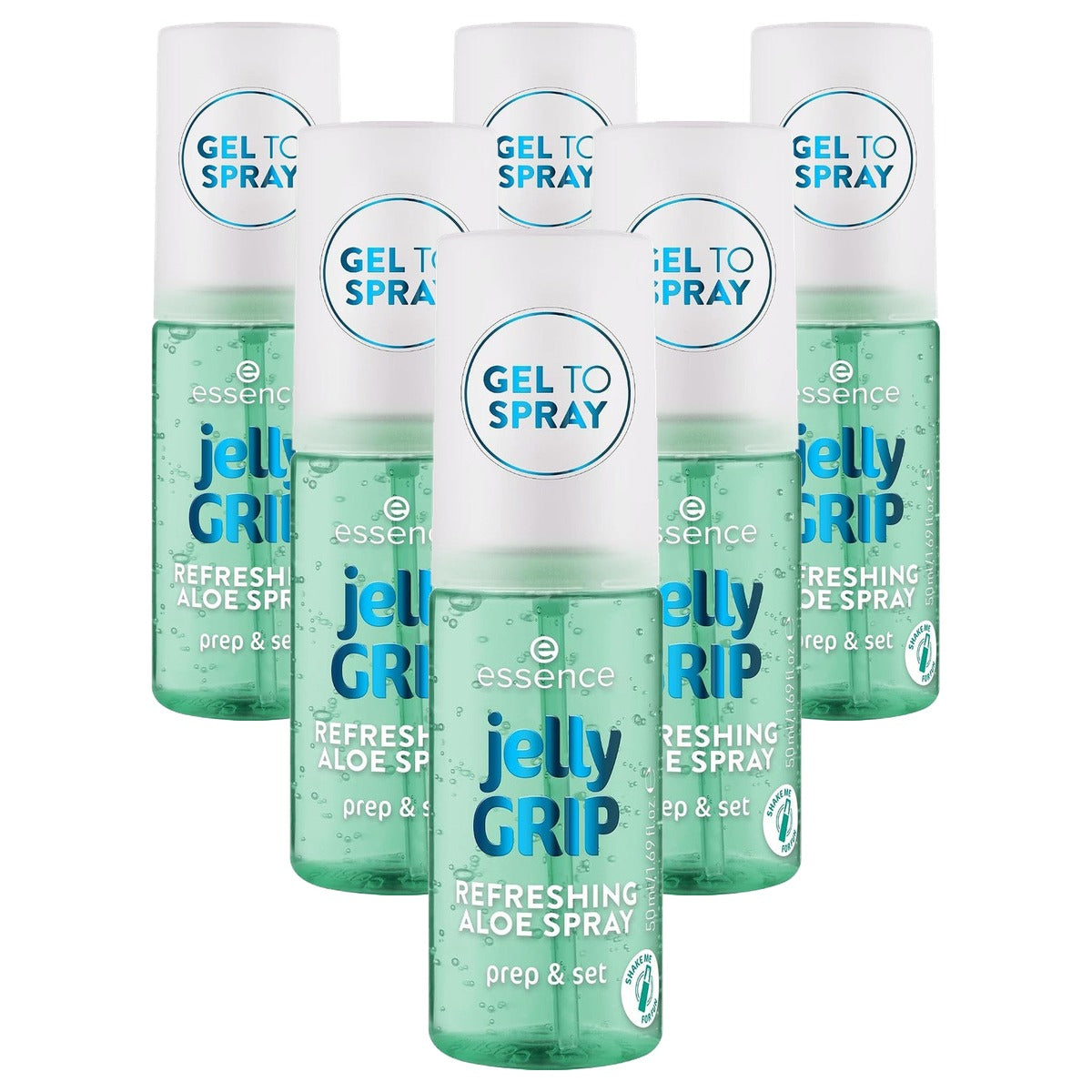 essence Jelly Grip Refreshing Aloë Spray fixeerspray 50 ml - 6-pack
