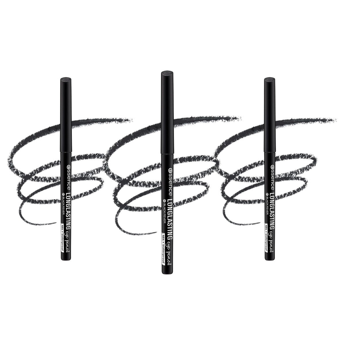essence Long-Lasting oogpotlood Black Fever 01 0,28 g - 3-pack