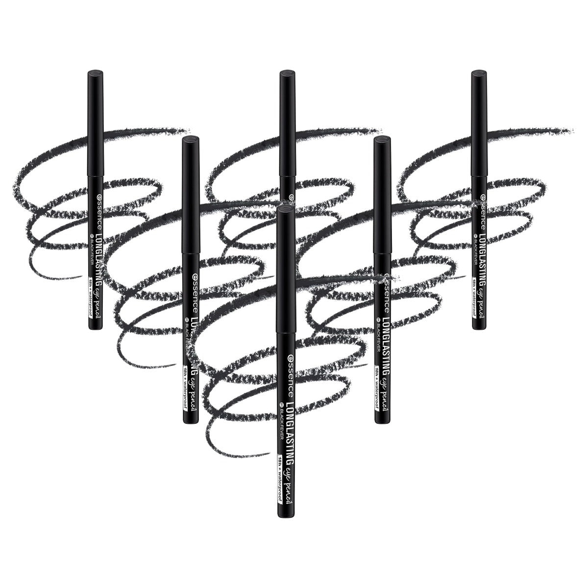 essence Long-Lasting oogpotlood Black Fever 01 0,28 g - 6-pack