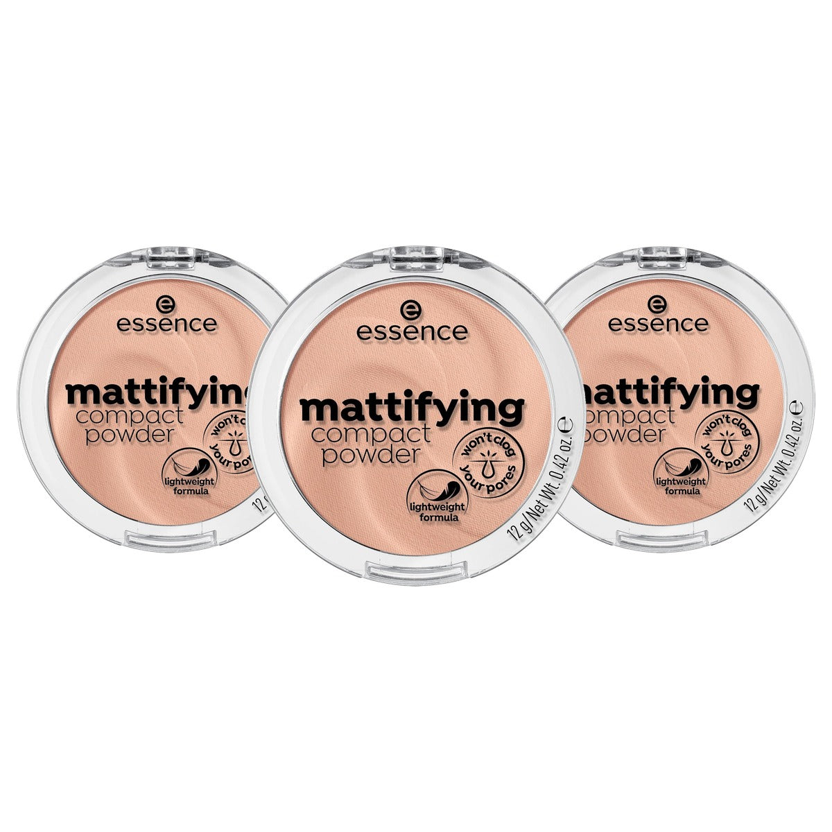 essence Mattifying Compact Powder nude 04 12 g - 3-pack