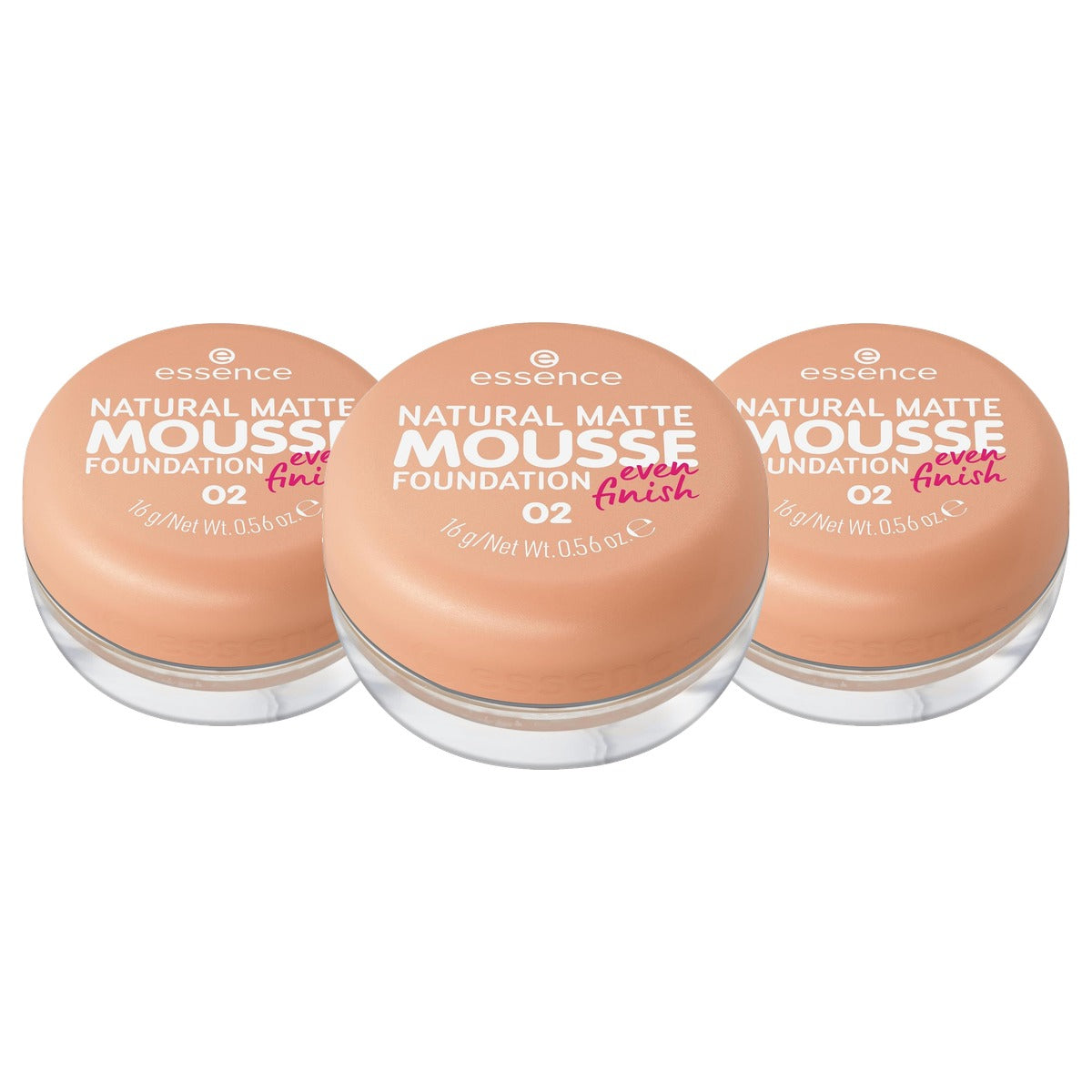 essence Natural Matte Mousse Foundation warm beige 02 16 g - 3-pack