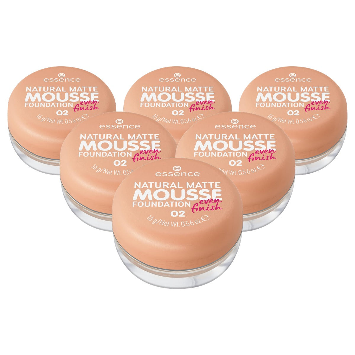 essence Natural Matte Mousse Foundation warm beige 02 16 g - 6-pack