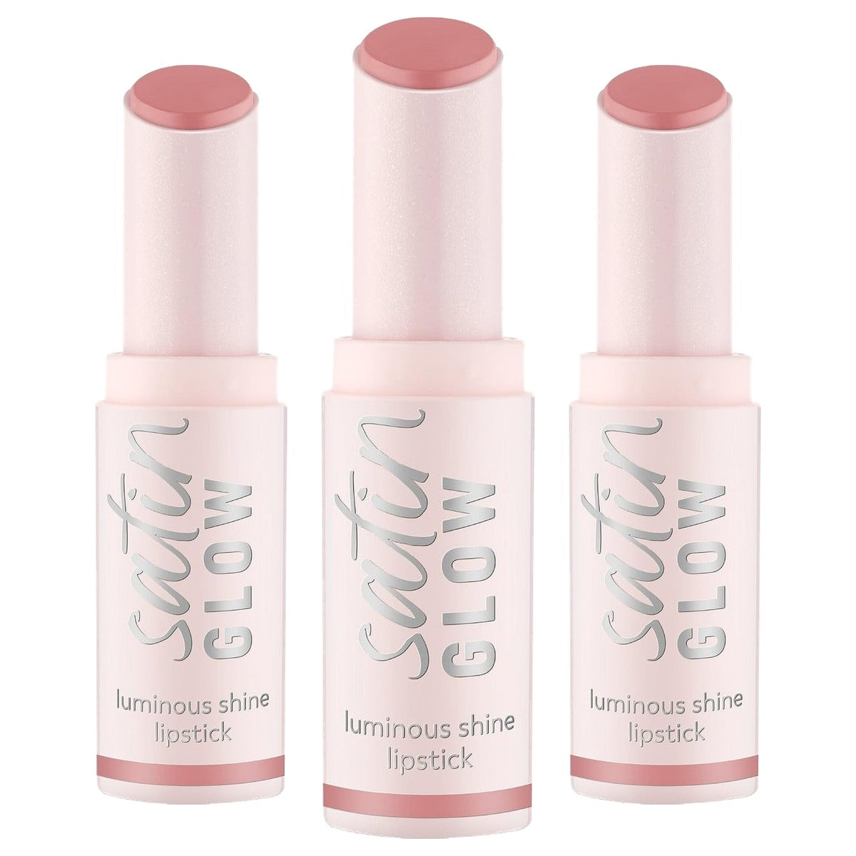 essence satin Glow Luminous Shine lippenstift nr. 02 roze 3,5 g - 3-pack