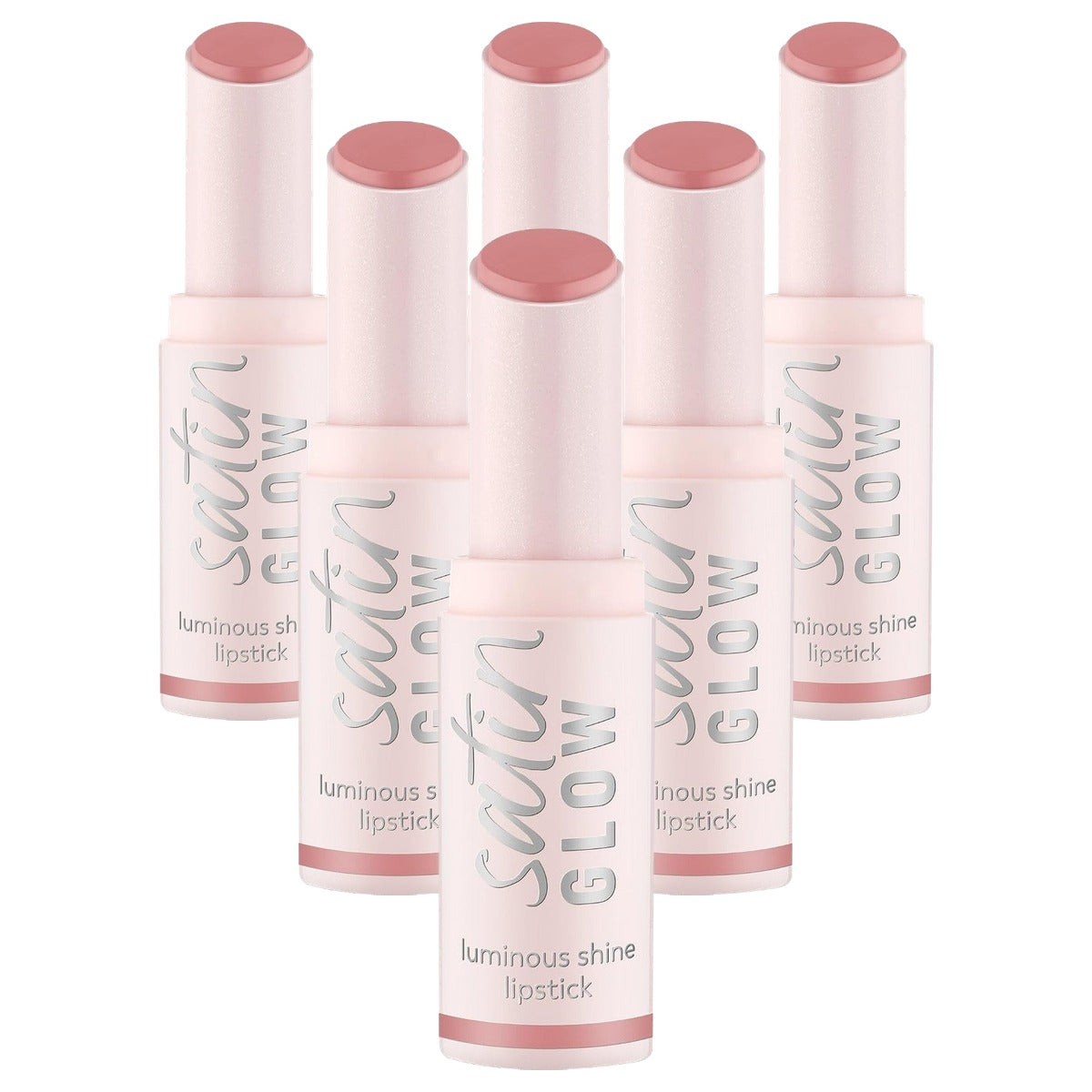 essence satin Glow Luminous Shine lippenstift nr. 02 roze 3,5 g - 6-pack