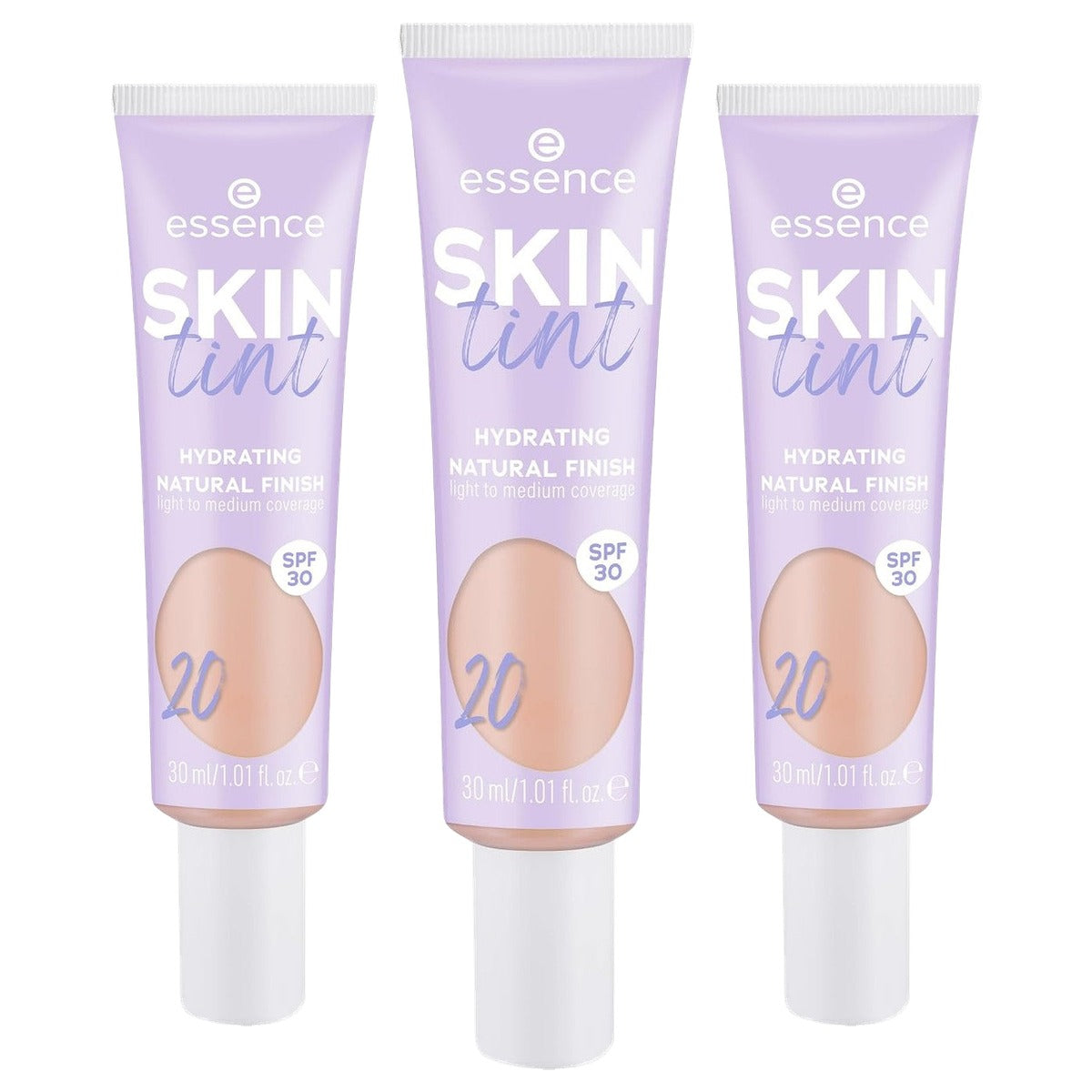 essence Skin Tint nr. 20 nude met SPF 30, 30 ml - 3-pack