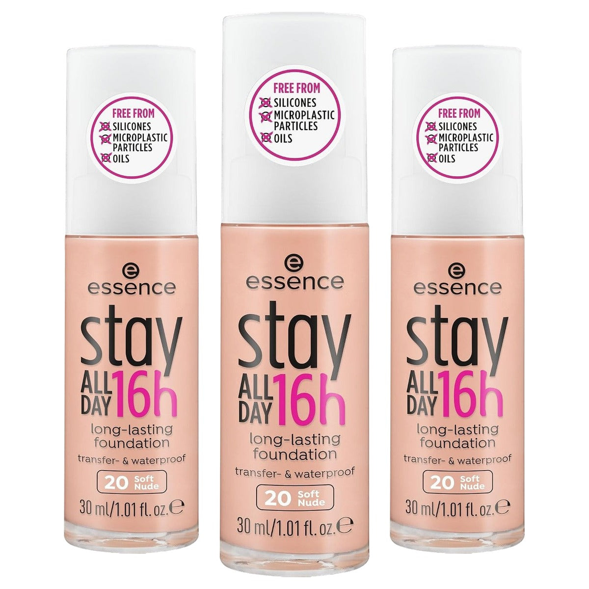 essence Stay All Day 16h foundation Soft Nude 20 - 3-pack