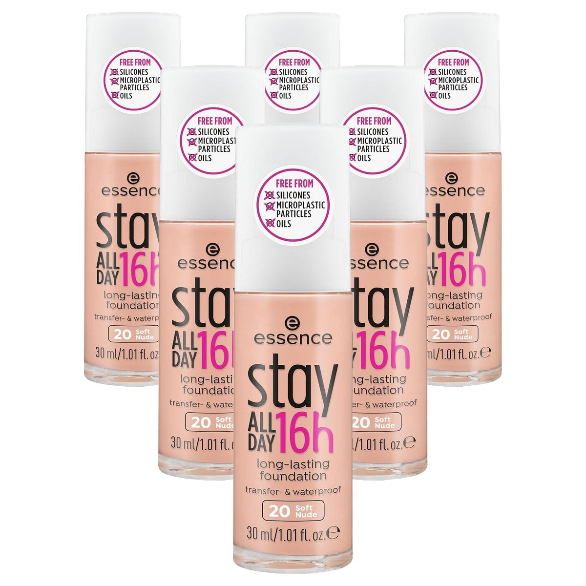 essence Stay All Day 16h foundation Soft Nude 20 - 6-pack