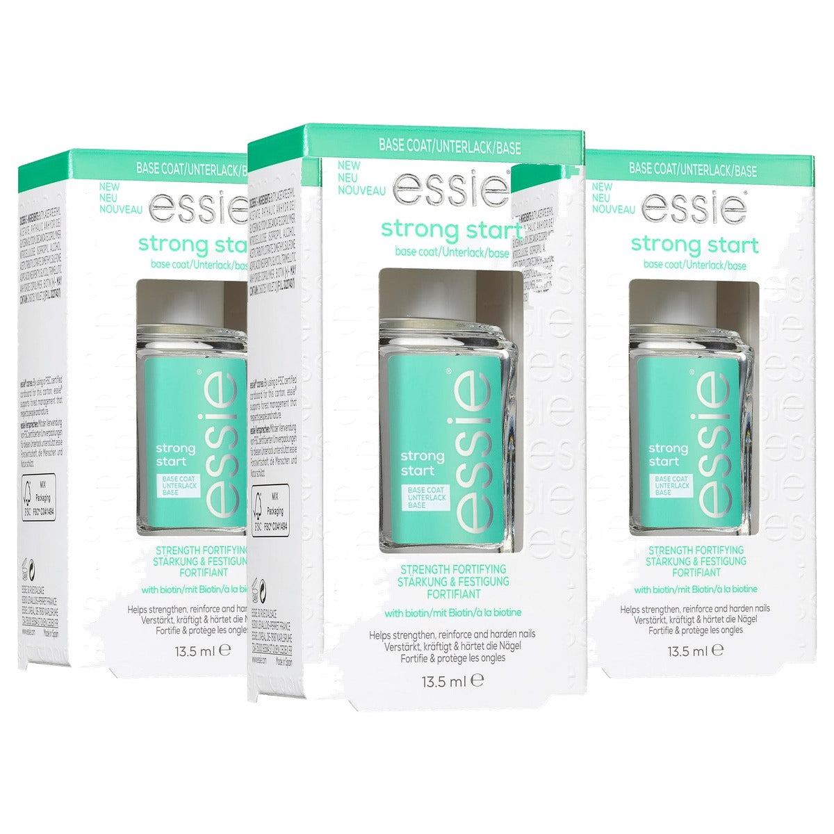 essie Base Coat Strong Start met biotine 13,5 ml - 3 stuks