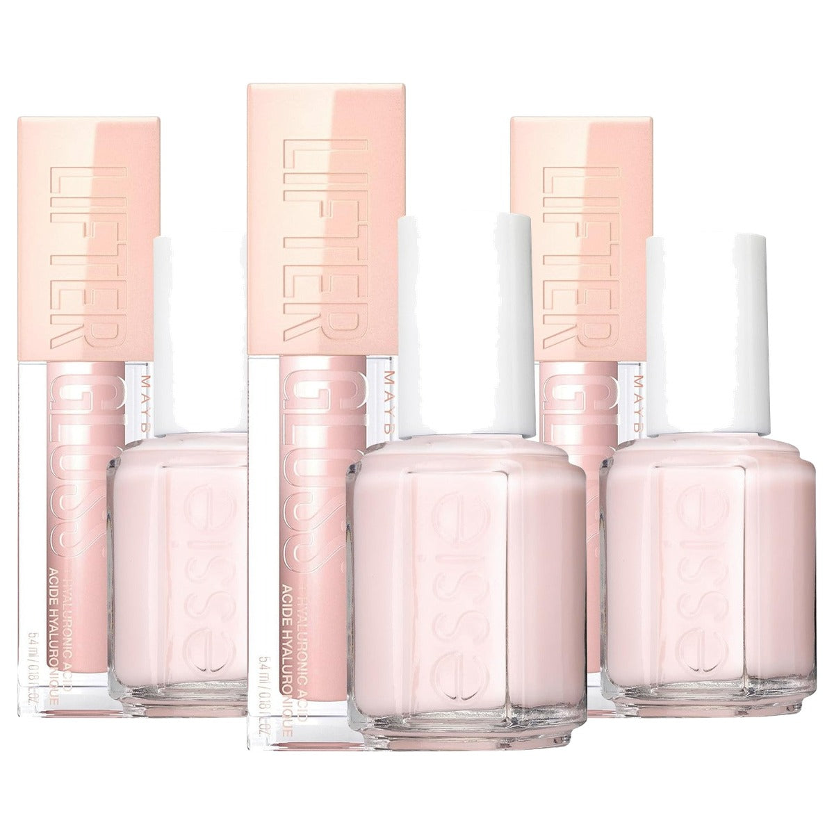 essie Nagellak 13,5 ml + Maybelline Lifter Gloss Ice 5,4 ml - 3 stuks