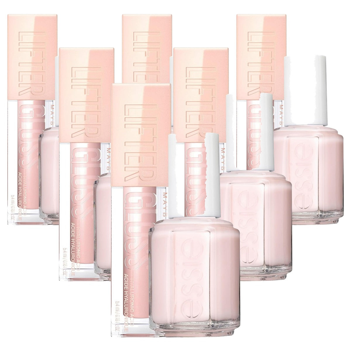 essie Nagellak 13,5 ml + Maybelline Lifter Gloss Ice 5,4 ml 6 stuks